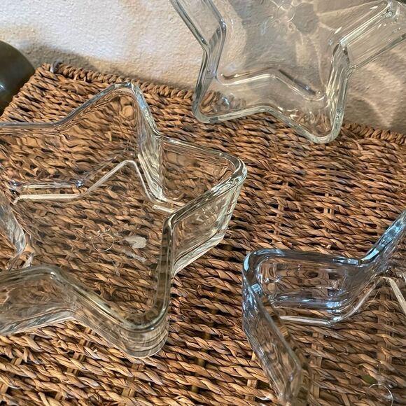 Libbey Glass Star Bowls Candle Holders Trinket Bowls set of 5 - Picture 4 of 14